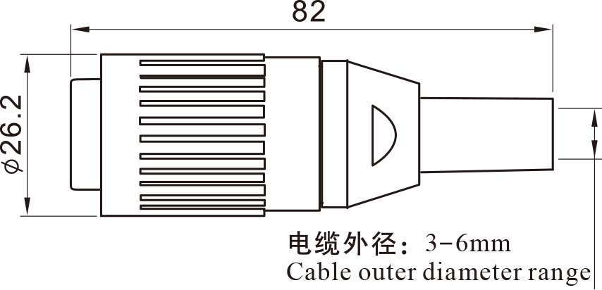 Розетка кабельная WP20J3TO (PVC хвостовик) Weipu