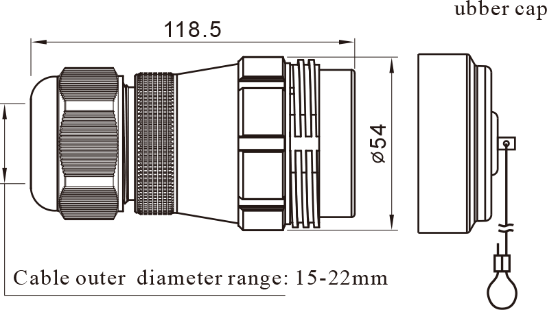Розетка на кабель WL52J19TIY Weipu
